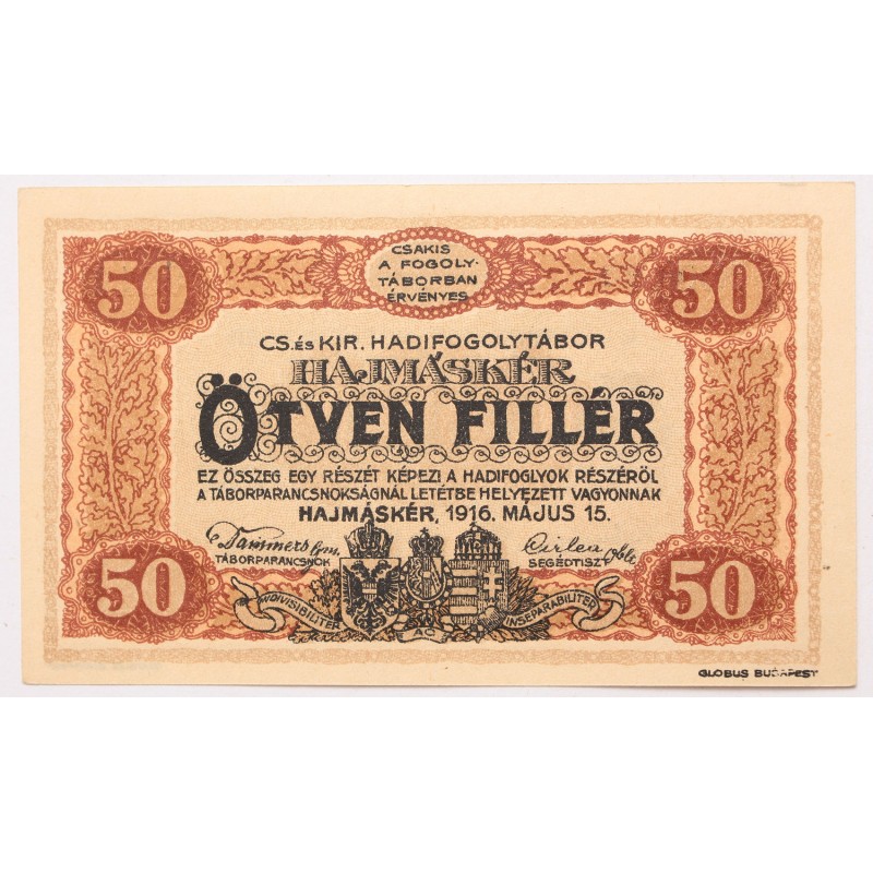 Hadifogolytábor Hajmáskér 50 fillér 1916 Hadifogolytábor Hajmáskér 50 fillér 1916