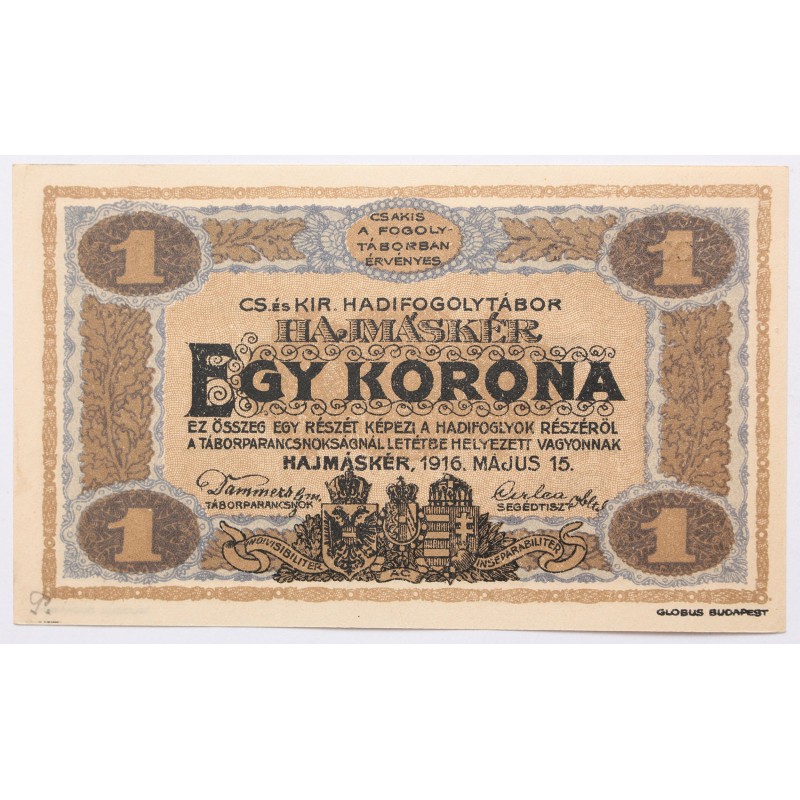 Hadifogolytábor Hajmáskér 1 korona 1916 Hadifogolytábor Hajmáskér 1 korona 1916