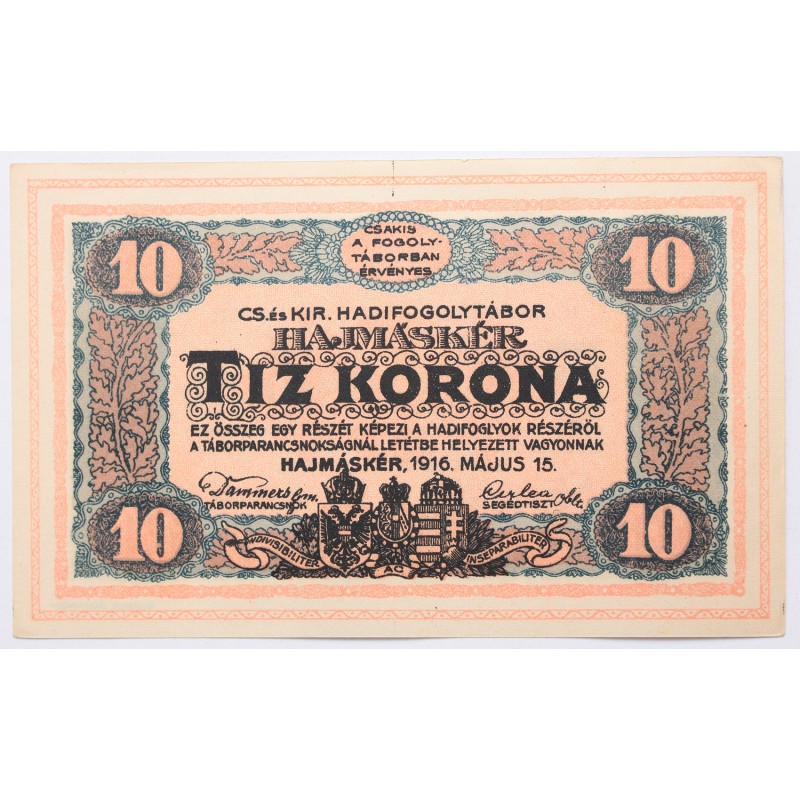 Hadifogolytábor Hajmáskér 10 korona 1916 Hadifogolytábor Hajmáskér 10 korona 1916