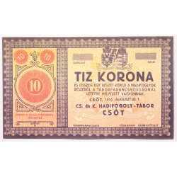 Hadifogolytábor Csót 10 korona 1916 sor és sorozatszám nélkül