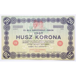 Hadifogolytábor Csót 20 korona 1916 sor és sorozatszám nélkül