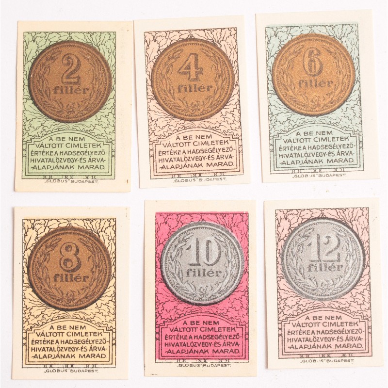 Hadsegélyező hivatal 2-4-6-8-10-12 fillér 1916 Hadsegélyező hivatal 2-4-6-8-10-12 fillér 1916
