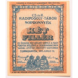 Hadifogolytábor Sopronnyék 2 fillér 1916 R!