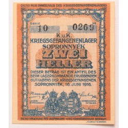 Hadifogolytábor Sopronnyék 2 fillér 1916 R!