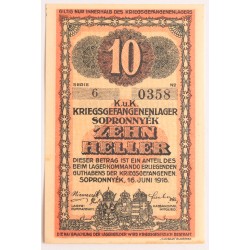 Hadifogolytábor Sopronnyék 10 fillér 1916 arab sorozatszám