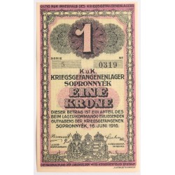 Hadifogolytábor Sopronnyék 1 korona 1916 arab sorozatszám