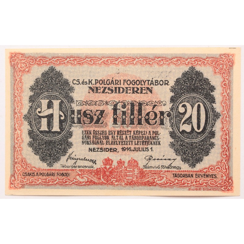 Hadifogolytábor Nezsider 20 fillér 1916 Hadifogolytábor Nezsider 20 fillér 1916