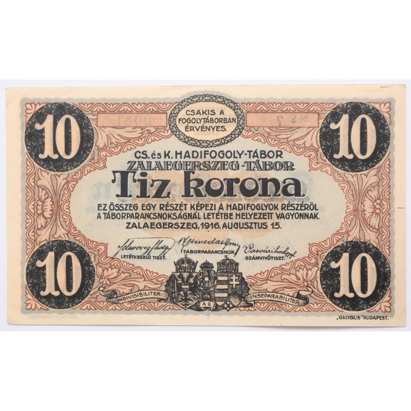Hadifogolytábor Zalaegerszeg 10 korona 1916