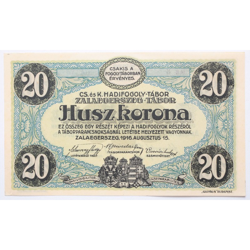 Hadifogolytábor Zalaegerszeg 20 korona 1916 Hadifogolytábor Zalaegerszeg 20 korona 1916