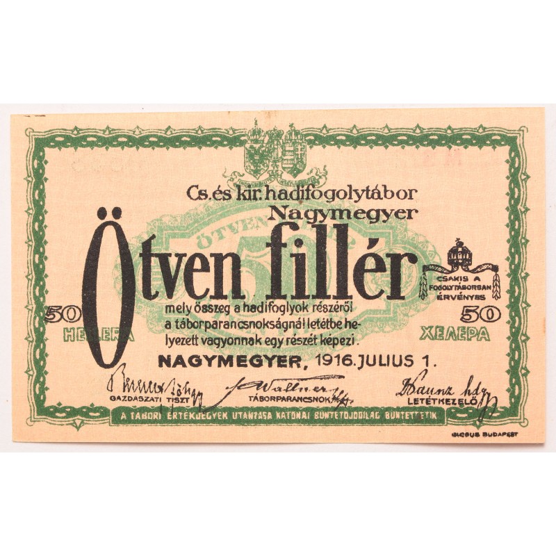 Hadifogolytábor Nagymegyer 50 fillér 1916