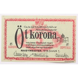Hadifogolytábor Nagymegyer 5 korona 1916