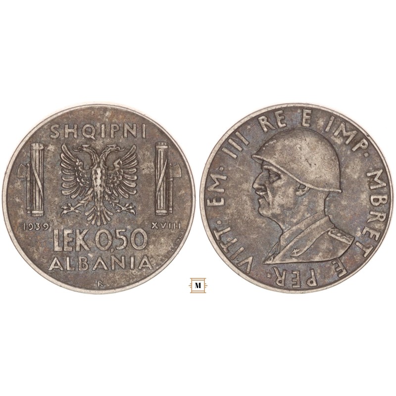 Albánia 0.50 Lek 1939 R Albánia 0.50 Lek 1939 R