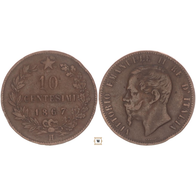 Olaszország 10 centesimi 1867 H Olaszország 10 centesimi 1867 H