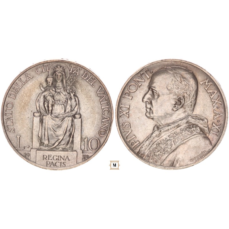 Vatikán XI. Pius 10 lire 1936 Vatikán XI. Pius 10 lire 1936