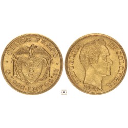 Kolumbia 5 pesos 1924