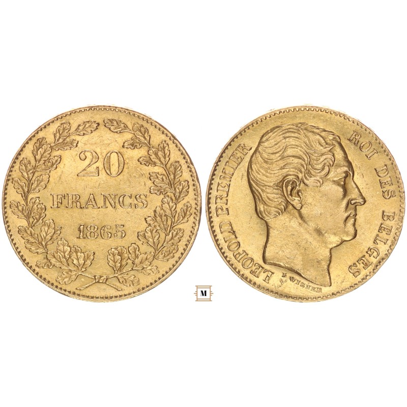 Belgium 20 francs 1865 Belgium 20 francs 1865