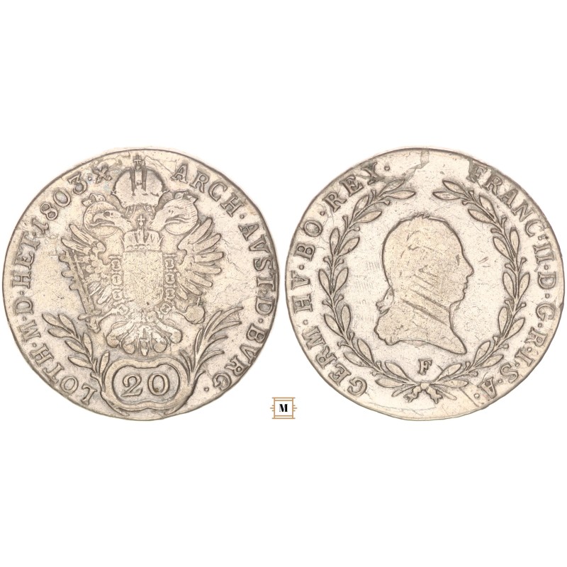 I. Ferenc 20 krajcár 1803 F Hall