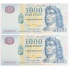 1000 forint 2000 millenium DD betűjel 2db sorszámkövető