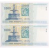 1000 forint 2000 millenium DD betűjel 2db sorszámkövető