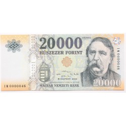 20000 forint 2022 alacsony sorszám