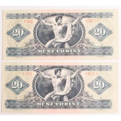 20 forint 1980 2db sorszámkövető