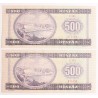 500 forint 1975 2db sorszámoövető 500 forint 1975 2db sorszámoövető