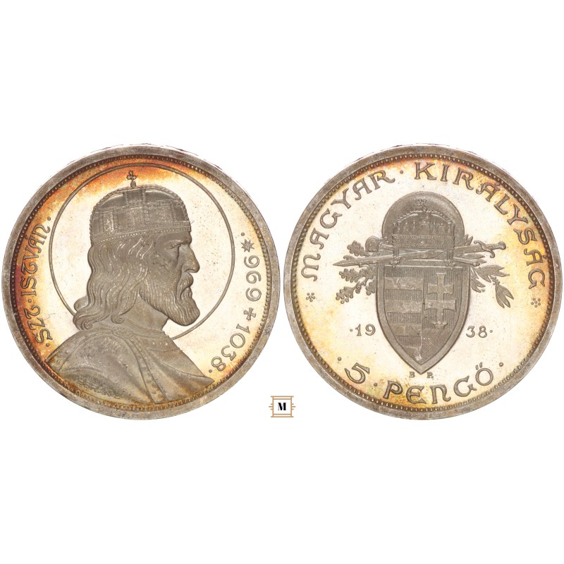 5 pengő Szent István 1938 BP 5 pengő Szent István 1938 BP