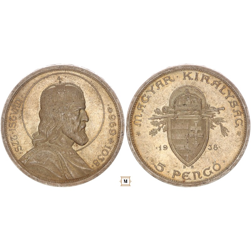 5 pengő Szent István 1938 BP 5 pengő Szent István 1938 BP