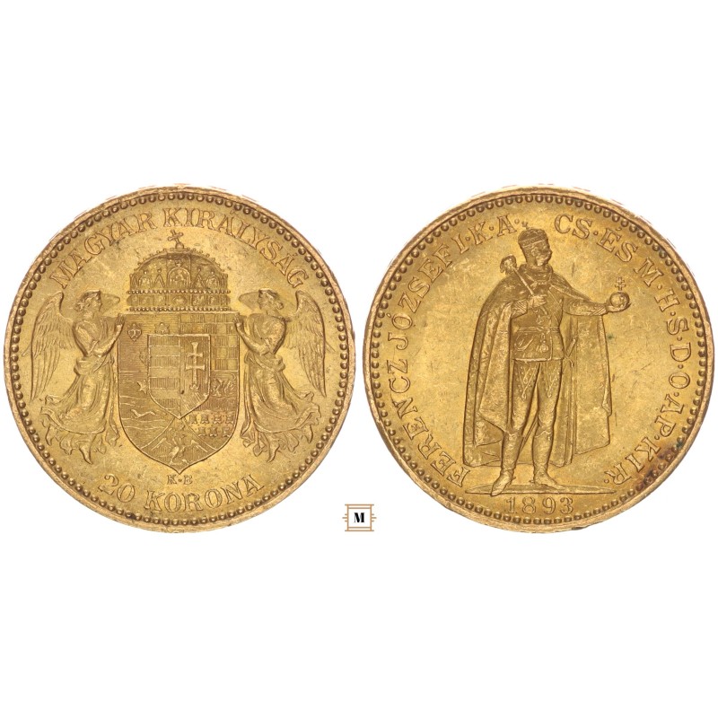 Ferenc József 20 korona 1893 KB Ferenc József 20 korona 1893 KB