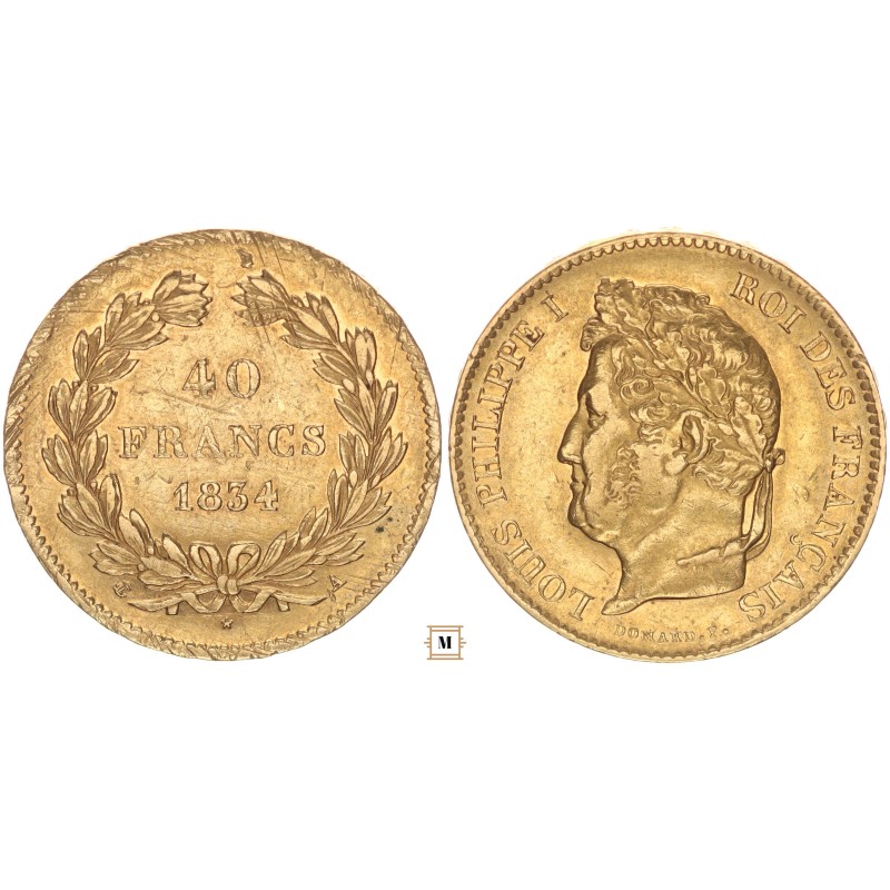 Franciaország 40 frank 1834 A Franciaország 40 frank 1834 A