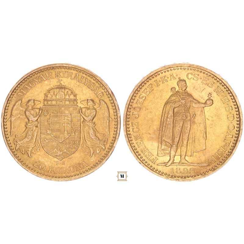 Ferenc József 20 korona 1892 KB Ferenc József 20 korona 1892 KB