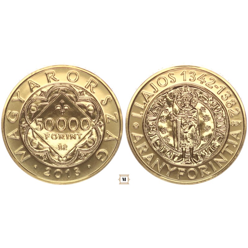 50 000 forint I. Lajos aranyforintja 2013 BP Piedfort 50 000 forint I. Lajos aranyforintja 2013 BP Piedfort