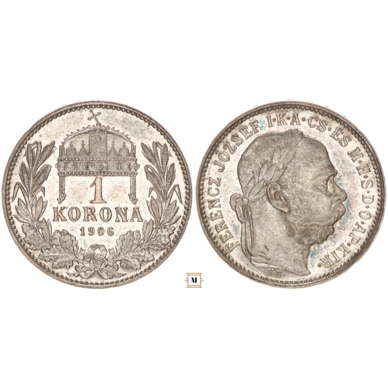 Ferenc József  1 korona 1906 KB RR! Ferenc József  1 korona 1906 KB RR!