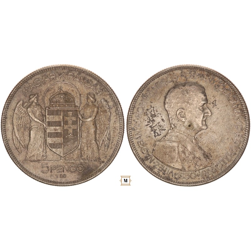 Horthy Miklós 5 pengő 1930 BP Horthy Miklós 5 pengő 1930 BP
