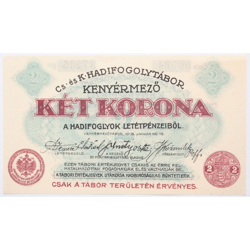 Hadifogolytábor Kenyérmező 2 korona 1916 Hadifogolytábor Kenyérmező 2 korona 1916