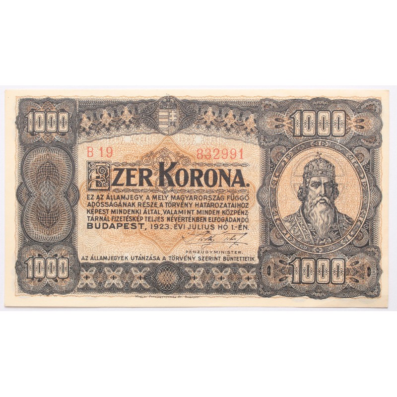 1000 korona 1923 Magyar Pénzjegynyomda Rt. 1000 korona 1923 Magyar Pénzjegynyomda Rt.