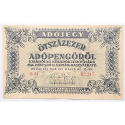 Ötszázezer adópengő 5 jegyű sorszám 1946