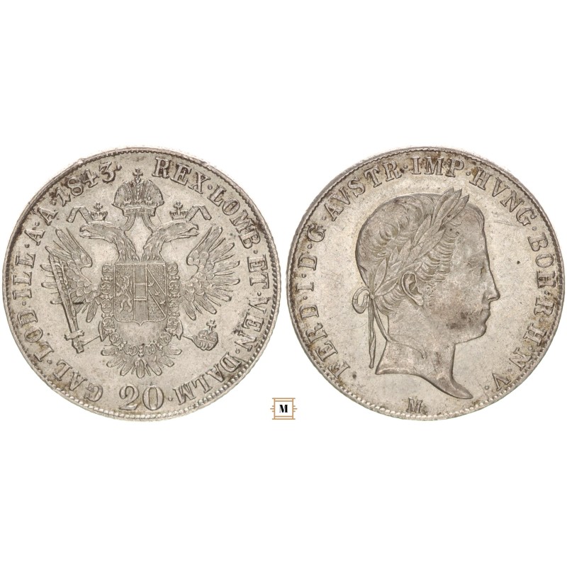 V. Ferdinánd 20 krajcár 1843 M