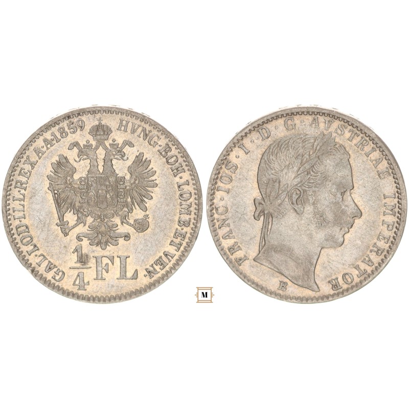 Ferenc József 1/4 florin 1859 B