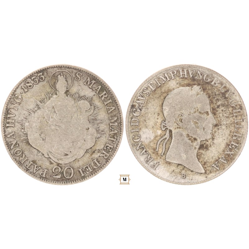 I. Ferenc 20 krajcár 1833 B