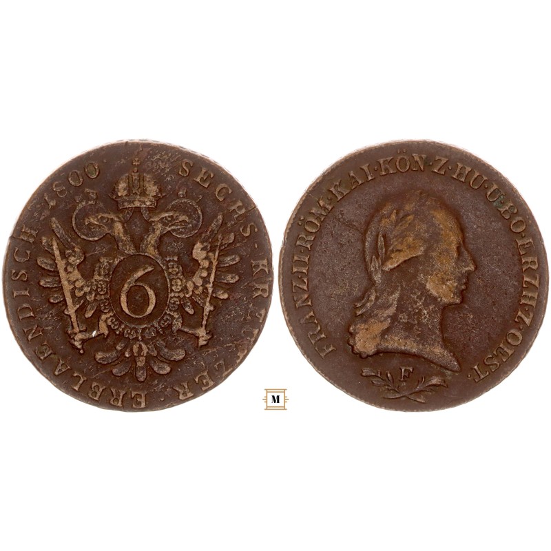 I. Ferenc 6 krajcár 1800 F Hall