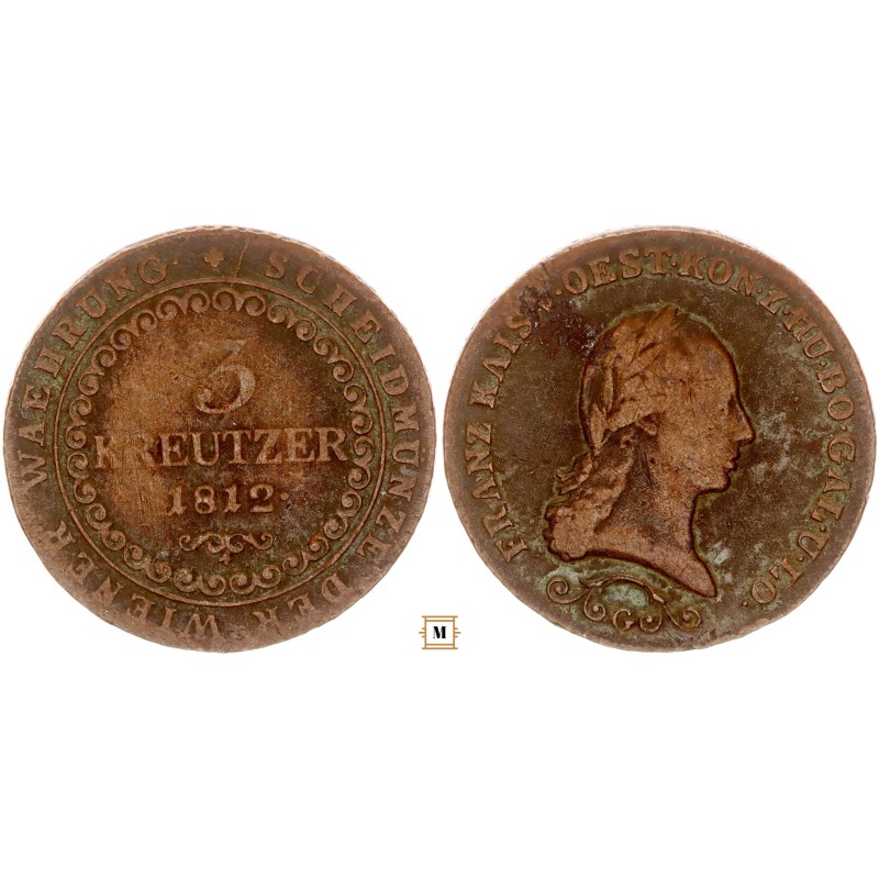 I. Ferenc 3 krajcár 1812 G Nagybánya