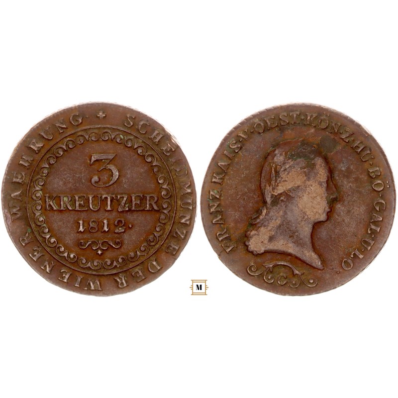 I. Ferenc 3 krajcár 1812 G Nagybánya