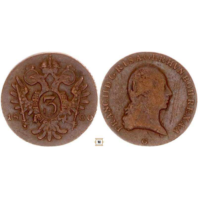 I. Ferenc 3 krajcár 1800 G Nagybánya