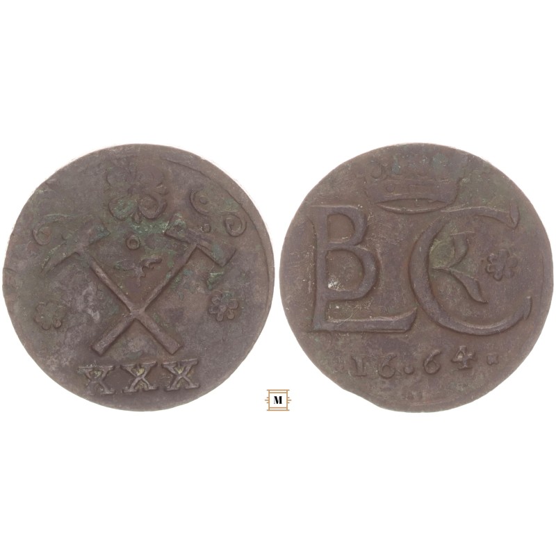 Libetbánya bányapénz XXX denár/15 krajcár 1664 RRR!