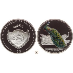 Palau 5 dollár 2009 Különleges Állatok - Páva