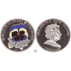 Cook - Szigetek 5 dollár 2009 Virágok - Árvácska, Zománcos