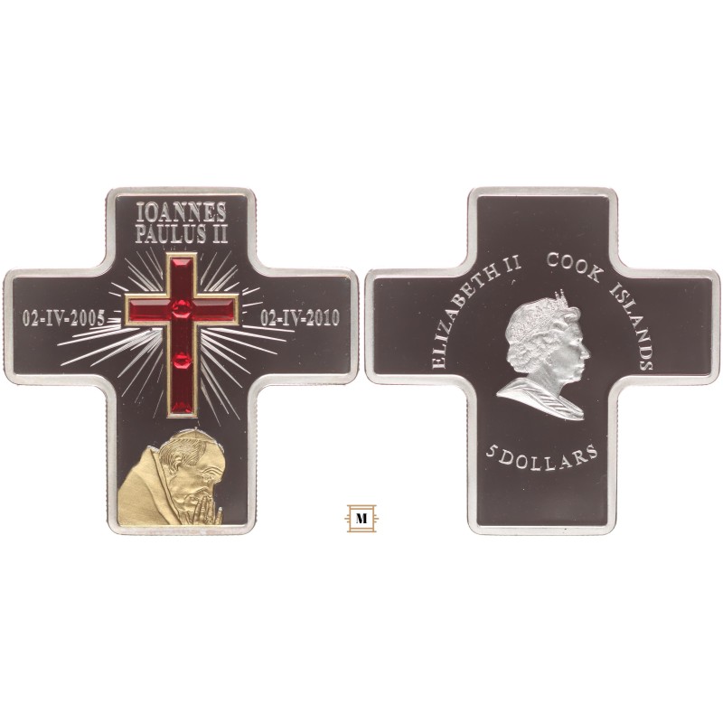 Cook - Szigetek 5 dollár 2010 II. János Pál Pápa halálának 5. évford.