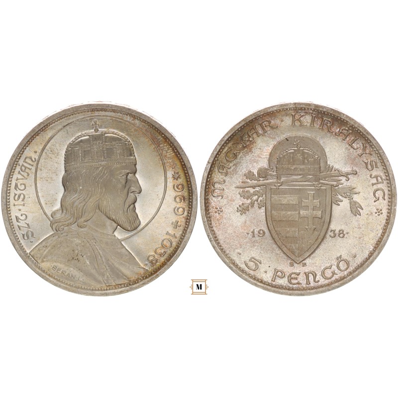 5 pengő Szent István 1938 BP