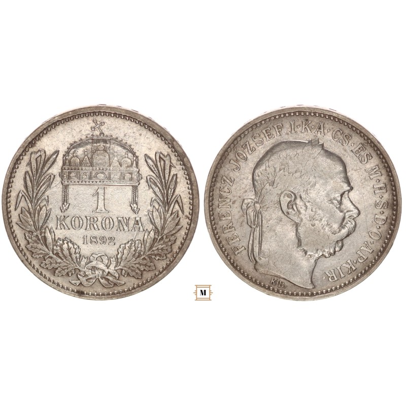 Ferenc József 1 korona 1892 KB